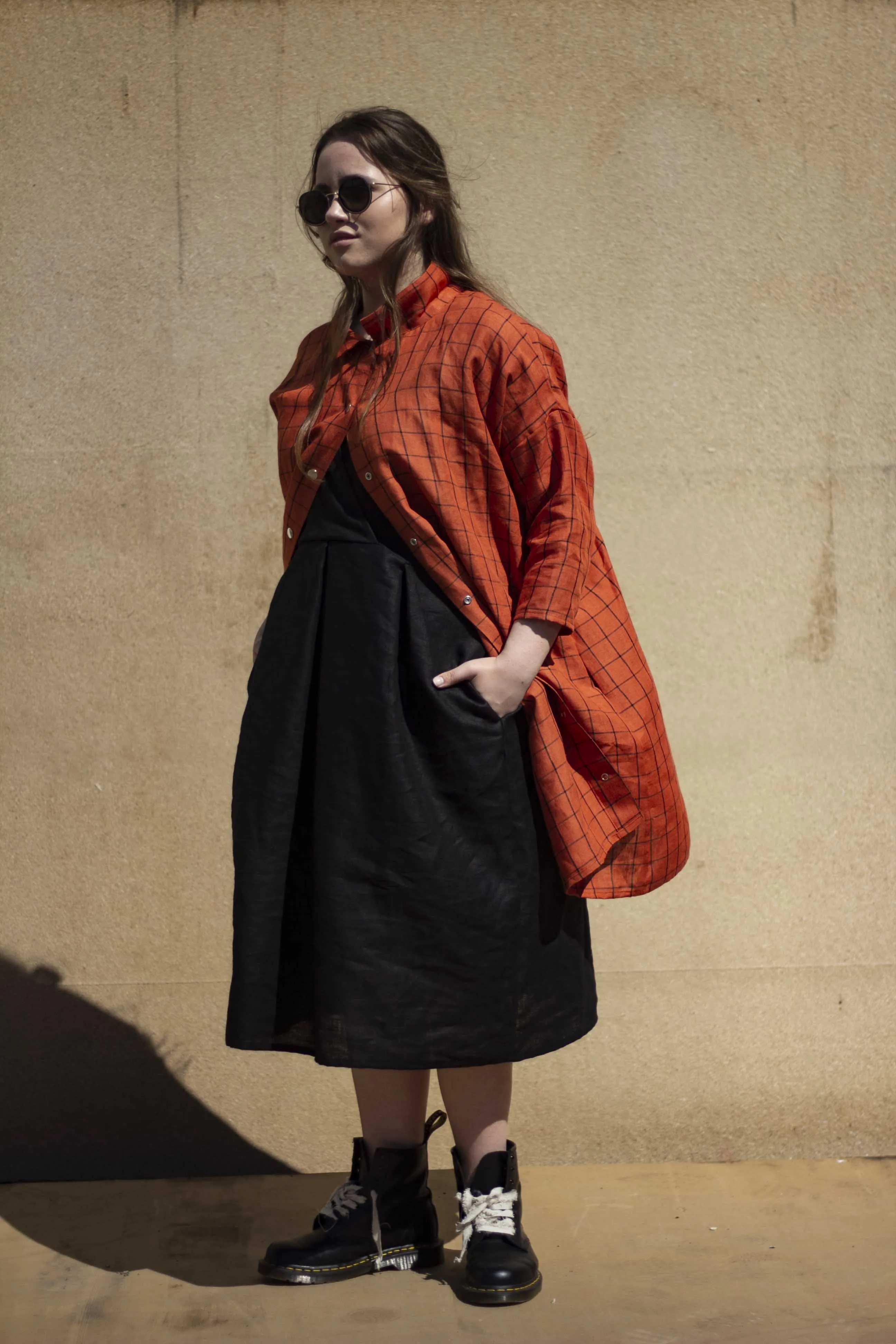 100% Linen 3/4 Sleeve Classic Dress