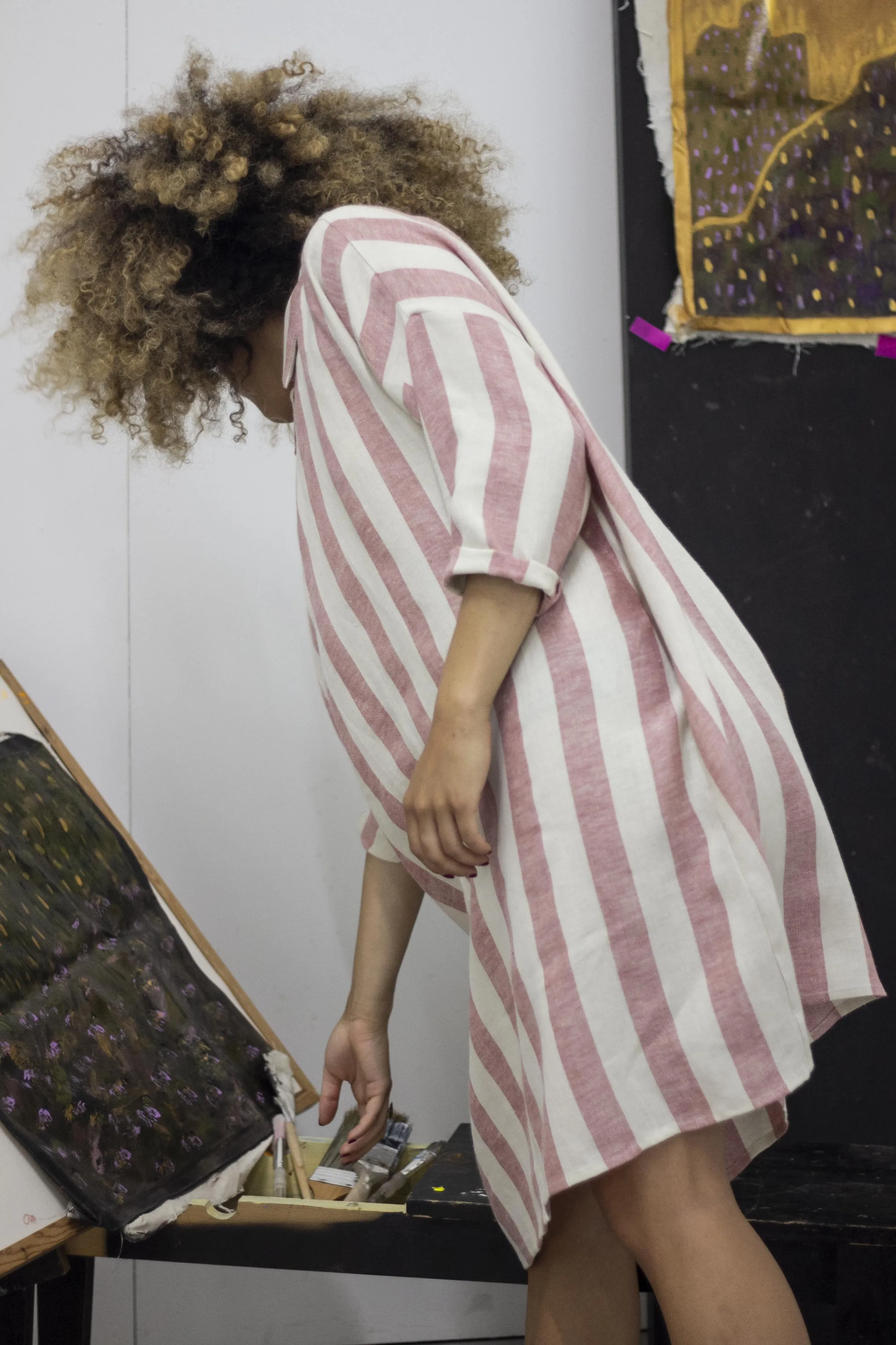 100% Linen 3/4 Sleeve Classic Dress