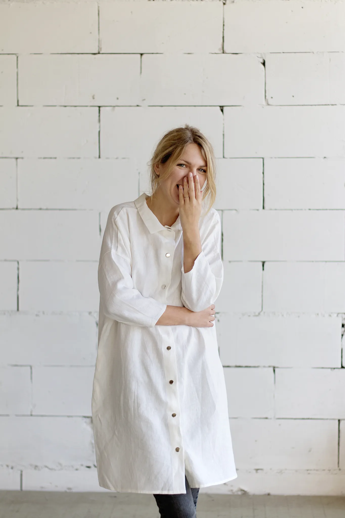 100% Linen 3/4 Sleeve Classic Dress