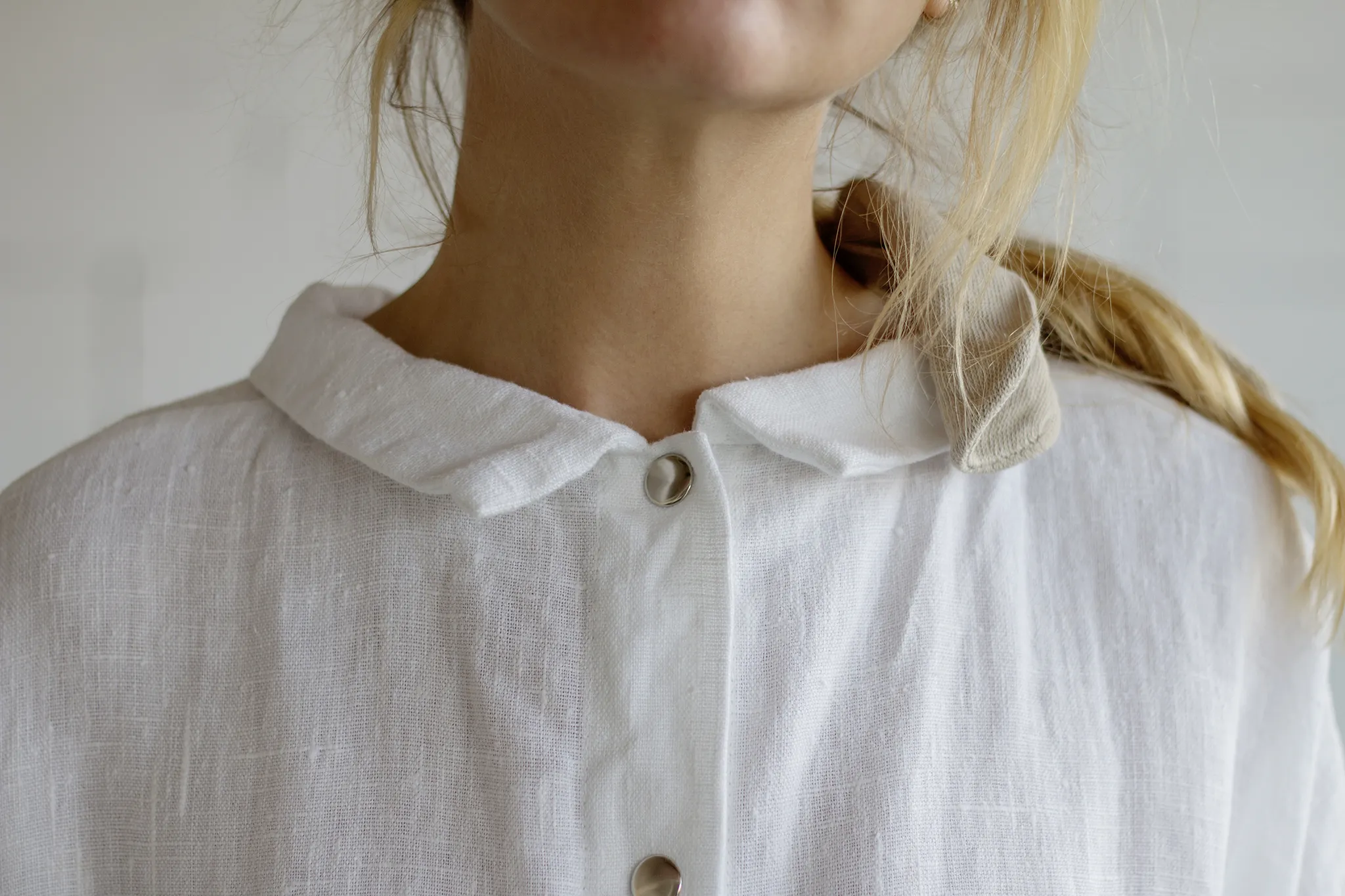 100% Linen Classic Dress White