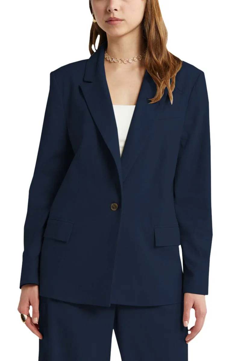 2 Piece Spring Summer Casual Single Buttons Women's Linen Suit (Blazer Pants)