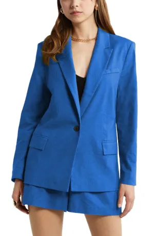 2 Piece Summer Fashion Slim Single Buttons Linen Women's Suit (Blazer Shorts)