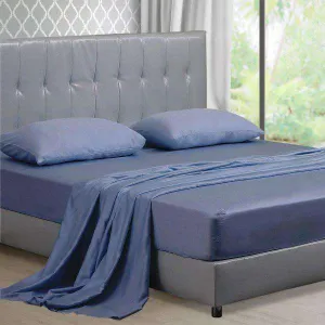 4 PCS NATURAL BAMBOO COTTON BED SHEET SET - BLUISH GREY