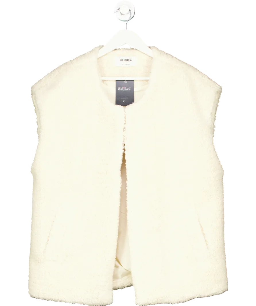 4th & Reckless Cream Oversized Open Sherling Vest UK 10