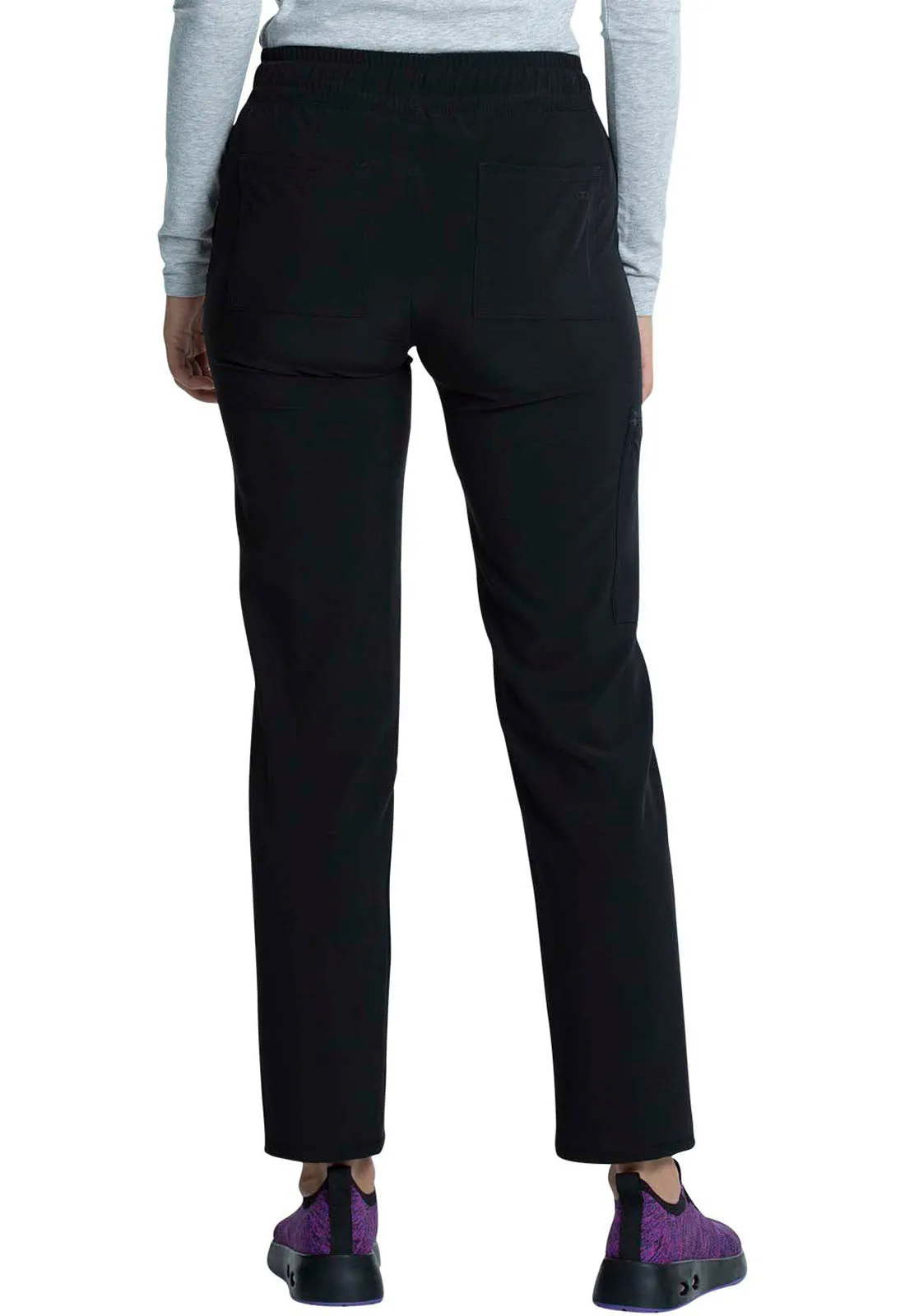 Allura CKA184 Mid Rise Drawstring Tapered Leg Pants Black
