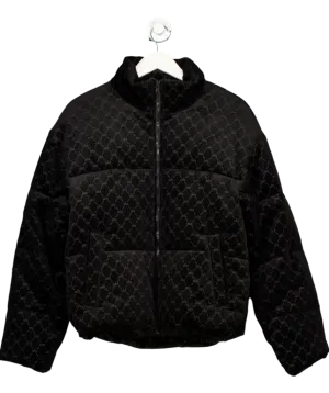 alo yoga Black Debossed Corduroy Puffer Jacket UK S