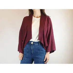 Alpha 60 deep red linen mix bolero / oversize cardigan size XXS (best fits size 8)