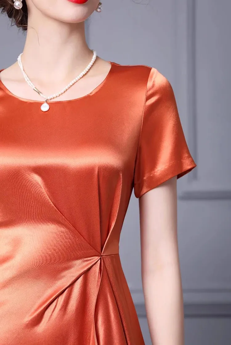 Amalia Pleated Dress Vintage Orange Purple Dress