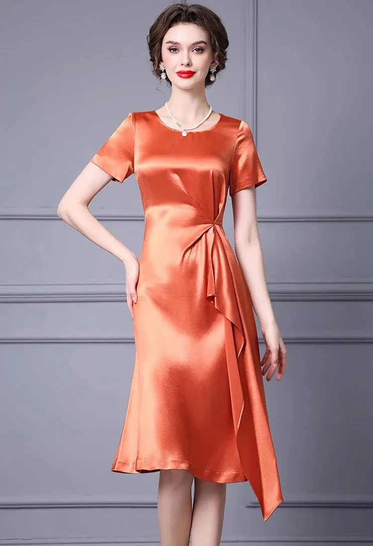 Amalia Pleated Dress Vintage Orange Purple Dress