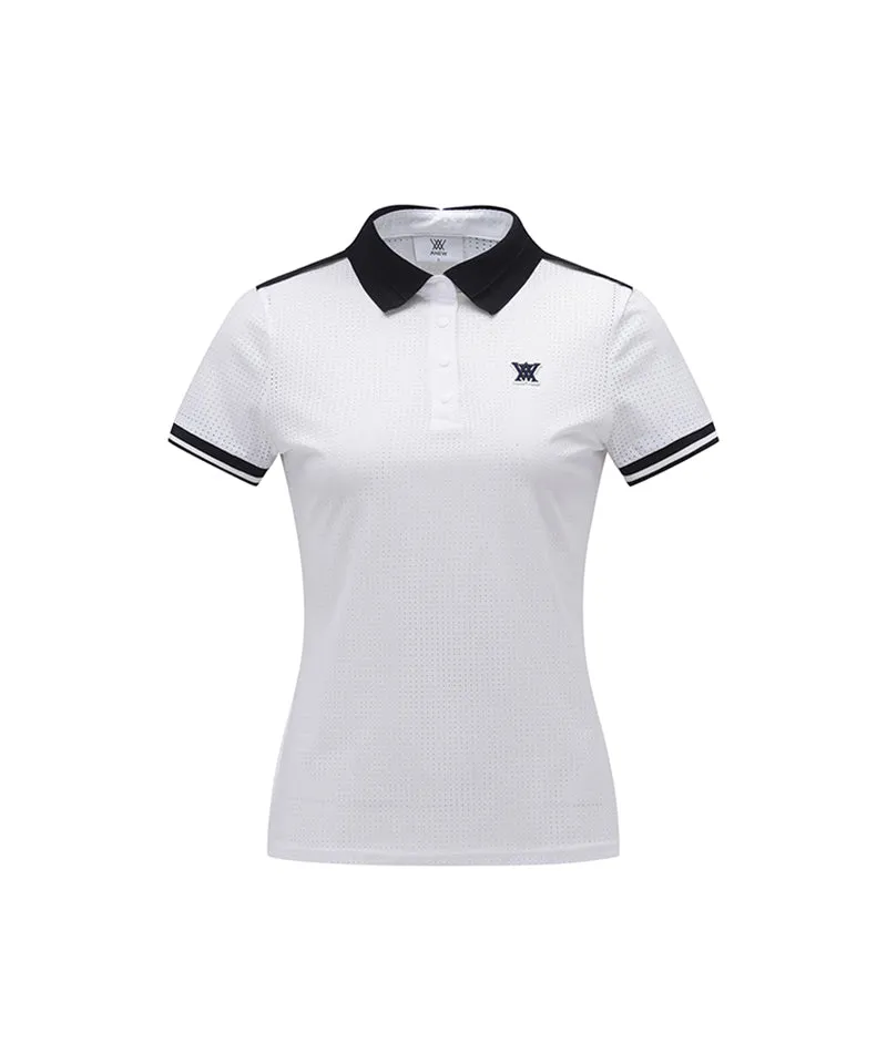 ANEW Golf: Women All Ventilation Collar Short T-Shirt - White