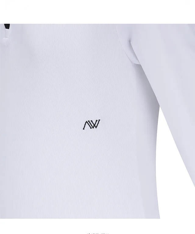 ANEW Golf: Women's Sleeve Block Back Zipper Point Ribbed Long T-Shirt - White