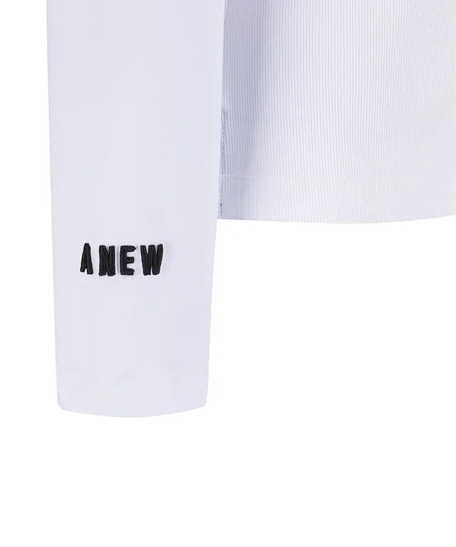 ANEW Golf: Women's Sleeve Block Back Zipper Point Ribbed Long T-Shirt - White