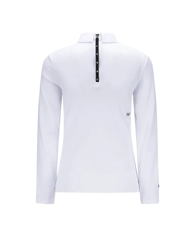 ANEW Golf: Women's Sleeve Block Back Zipper Point Ribbed Long T-Shirt - White