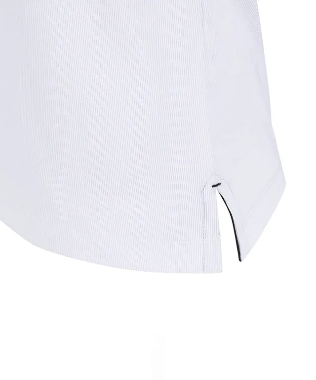 ANEW Golf: Women's Sleeve Block Back Zipper Point Ribbed Long T-Shirt - White