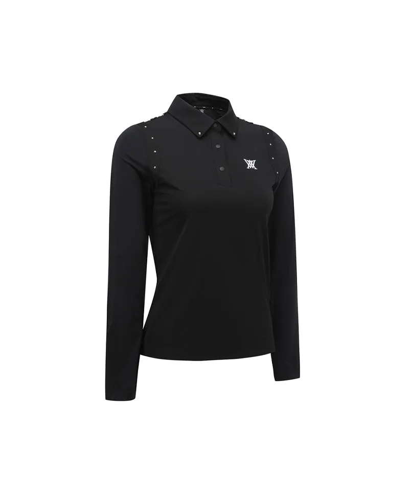 ANEW Golf Women's SP Signature Logo Hybrid Long T-Shirt - Black