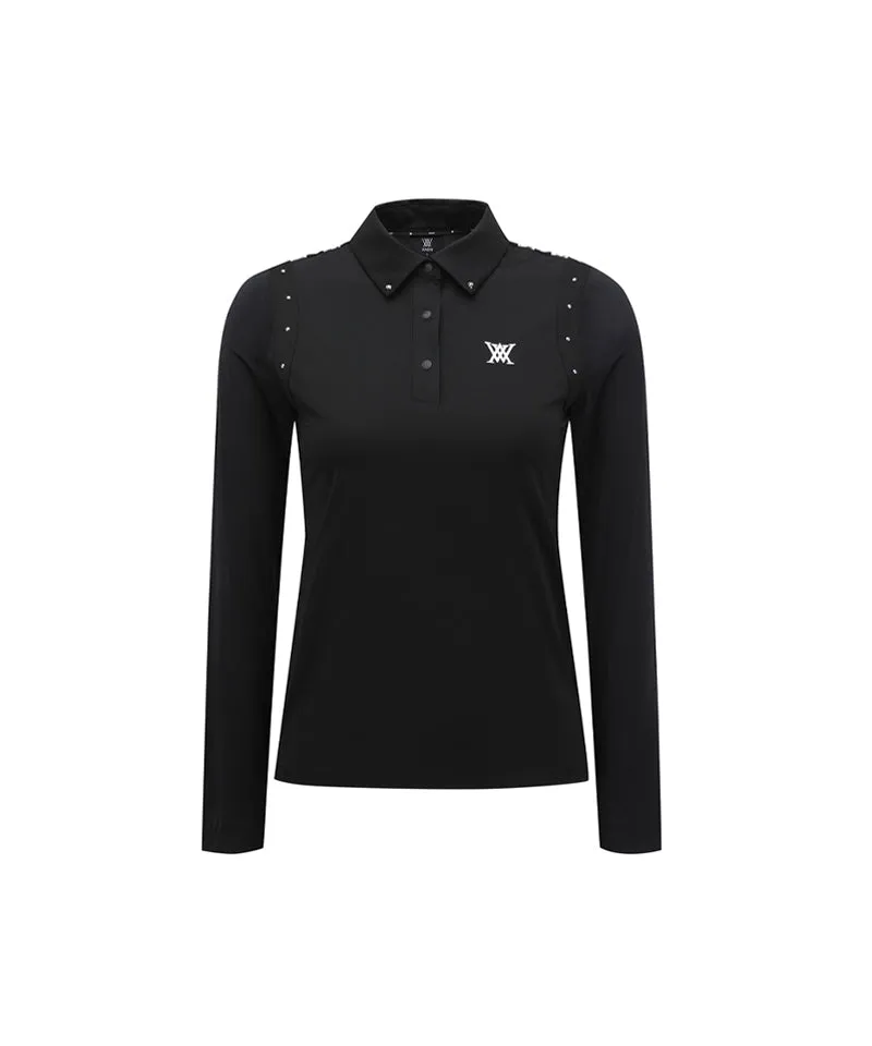 ANEW Golf Women's SP Signature Logo Hybrid Long T-Shirt - Black