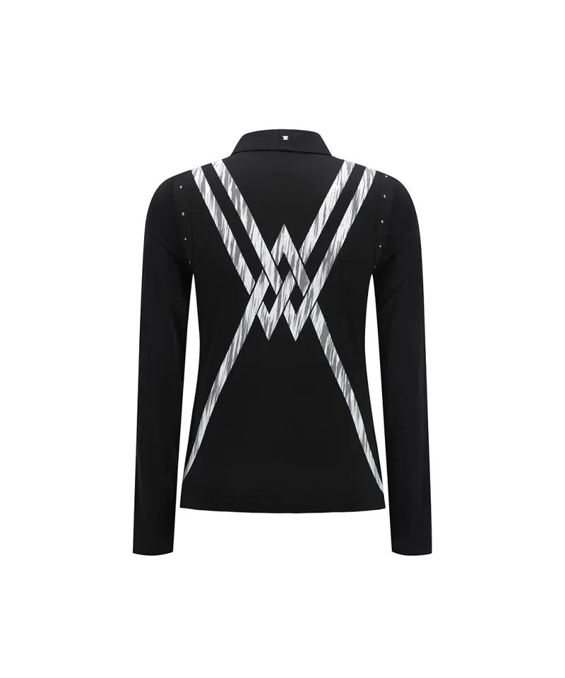 ANEW Golf Women's SP Signature Logo Hybrid Long T-Shirt - Black