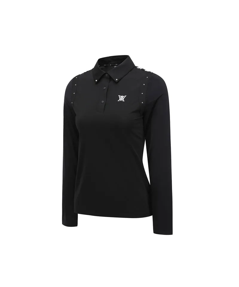 ANEW Golf Women's SP Signature Logo Hybrid Long T-Shirt - Black