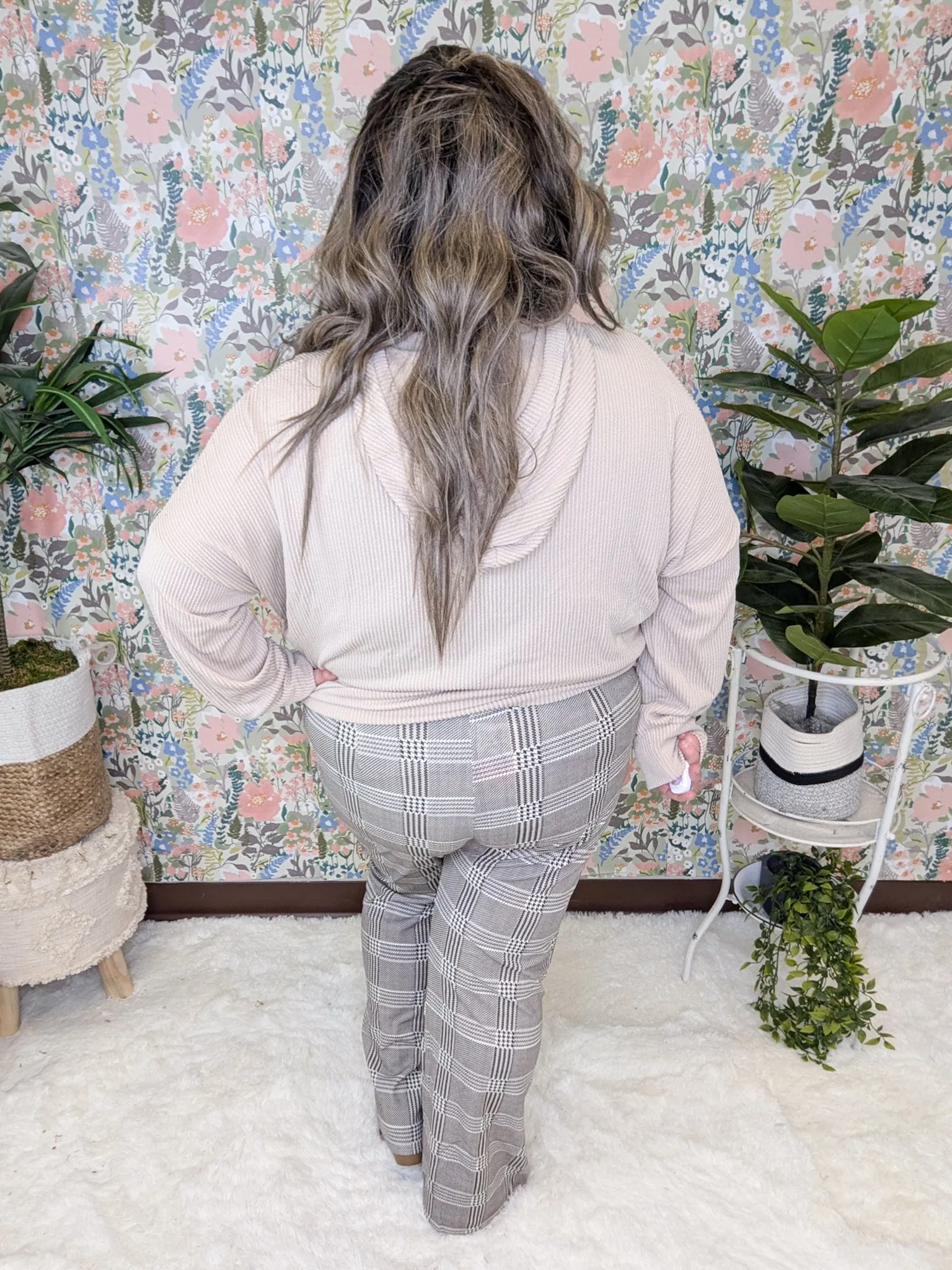 Angelica Bootcut Pull-on Pants in Brown Plaid