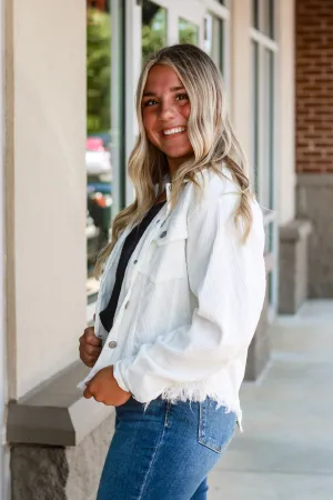 Around Town Cord Shacket in Ivory
