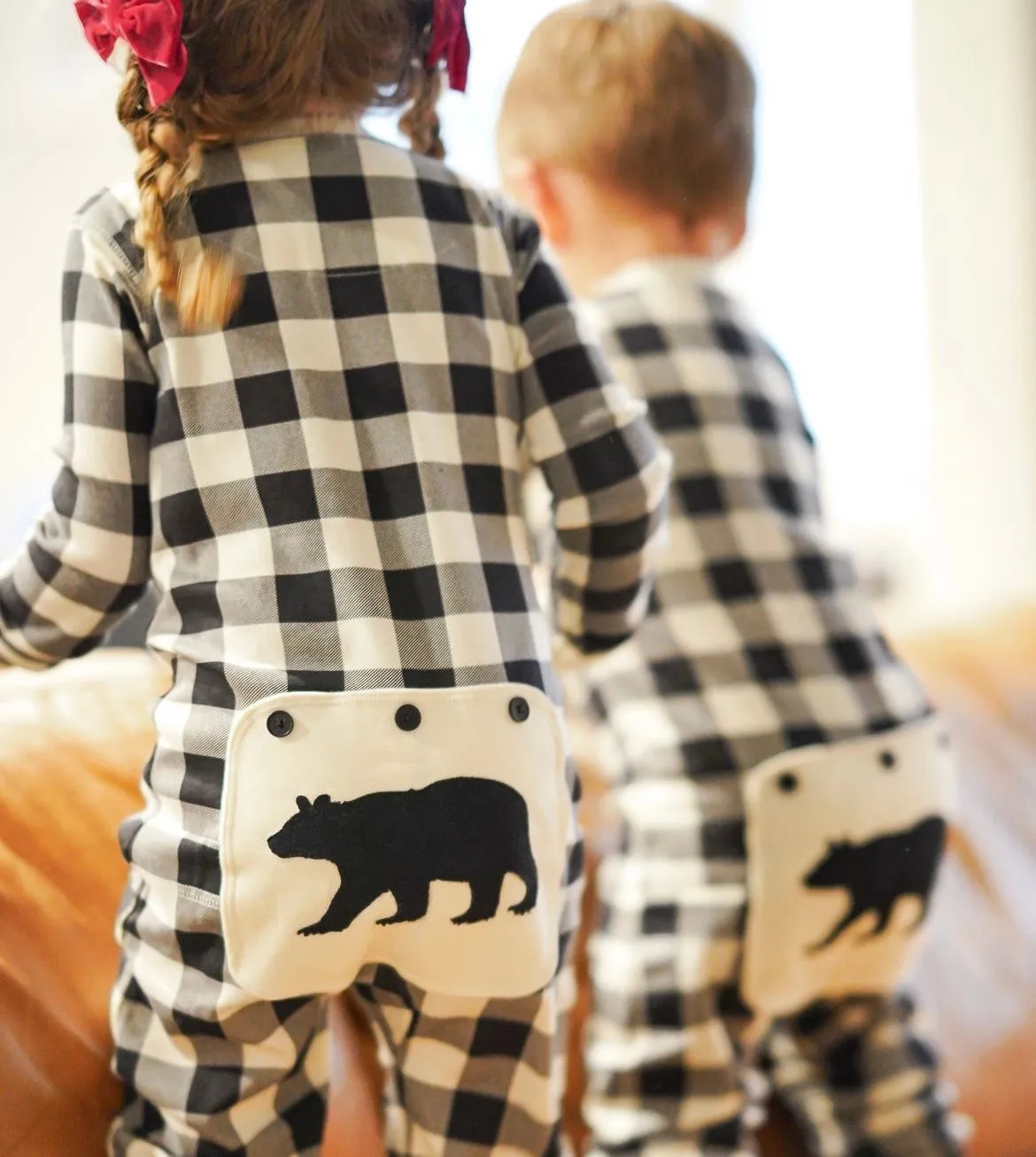 Baby Union Suit (Cream Plaid)