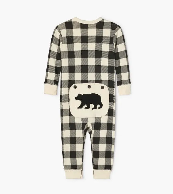 Baby Union Suit (Cream Plaid)