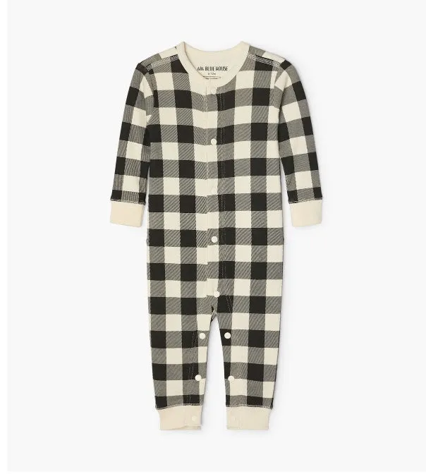 Baby Union Suit (Cream Plaid)