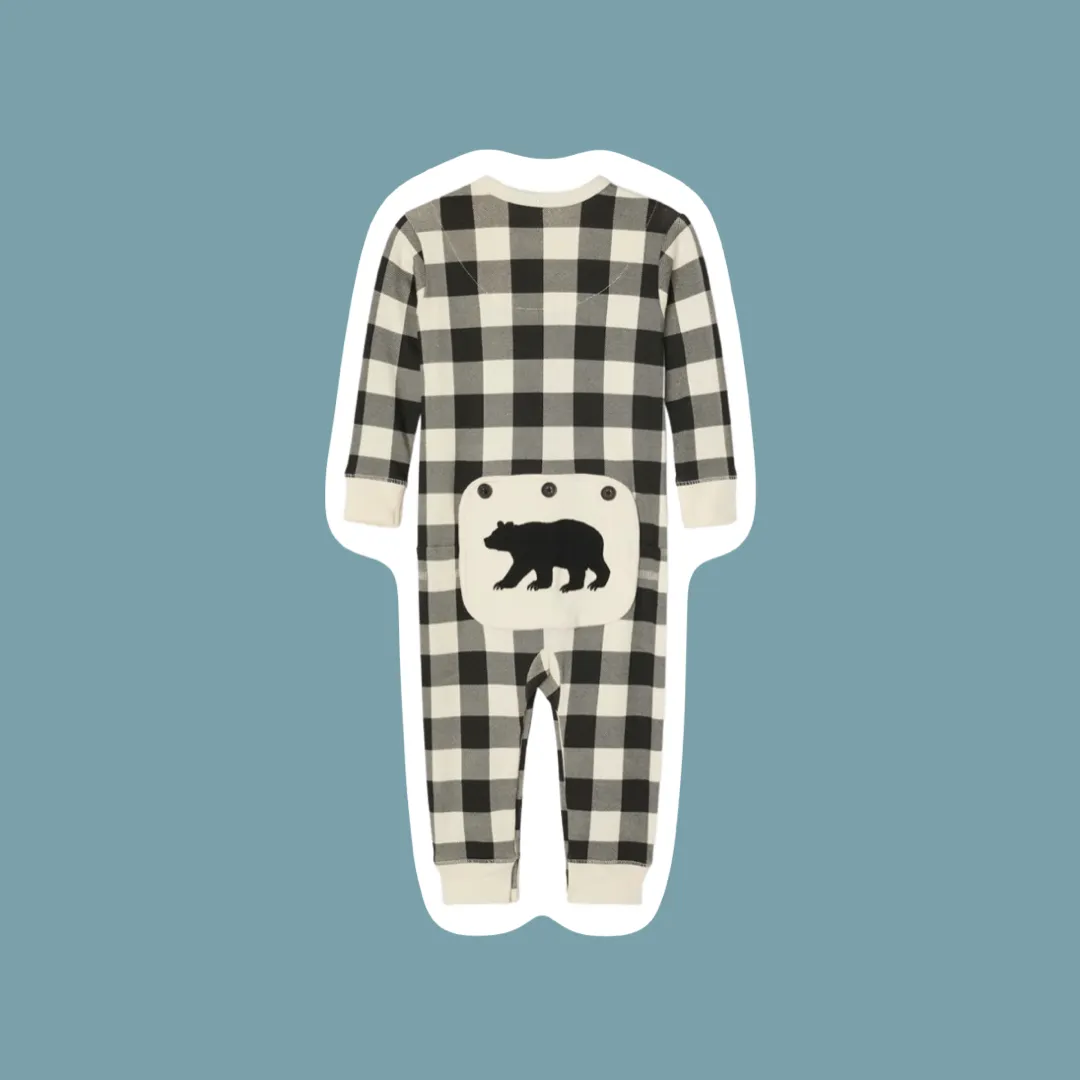 Baby Union Suit (Cream Plaid)