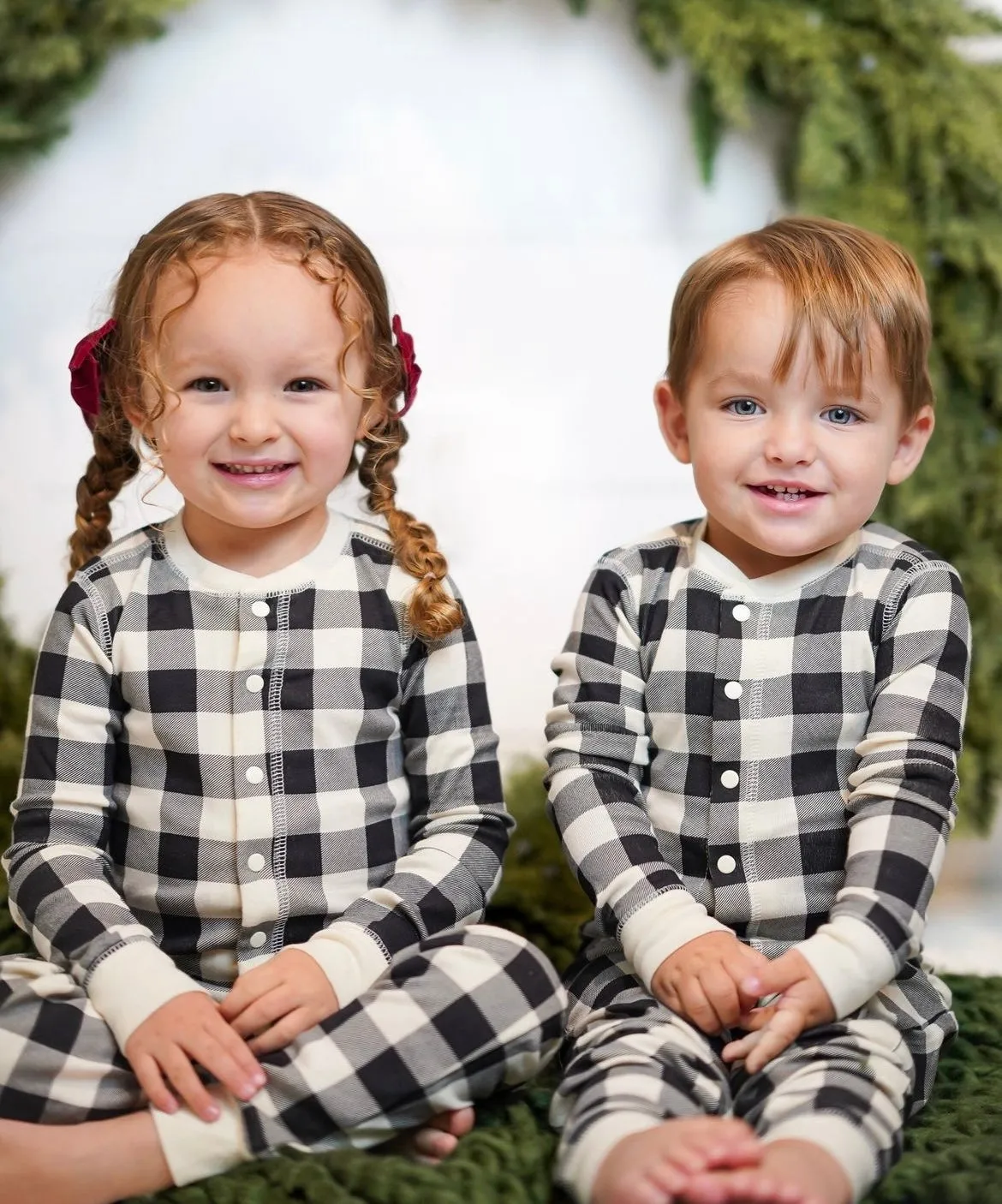 Baby Union Suit (Cream Plaid)