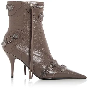 Balenciaga Womens Cagole Bootie Embellished Leather Ankle Boots