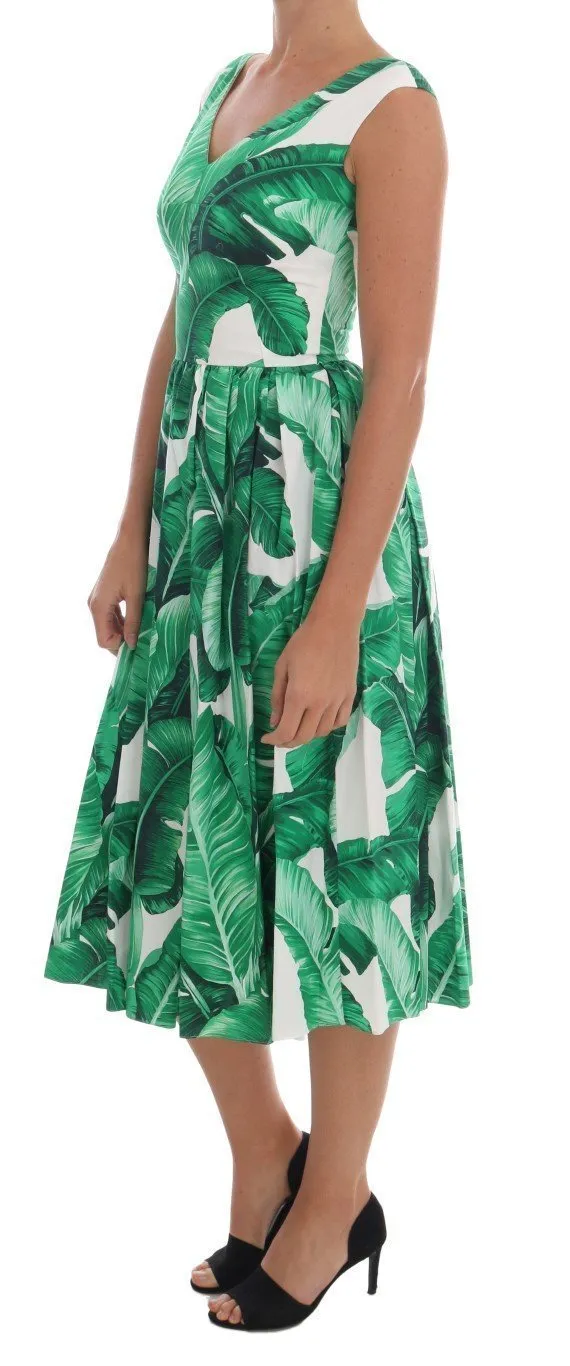 Banana Leaf Cotton A-Line Shift Dress