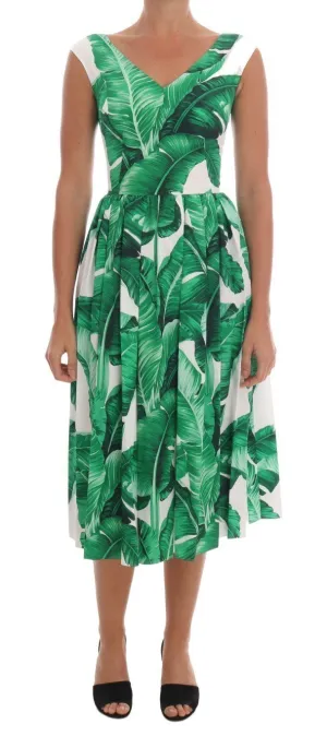 Banana Leaf Cotton A-Line Shift Dress