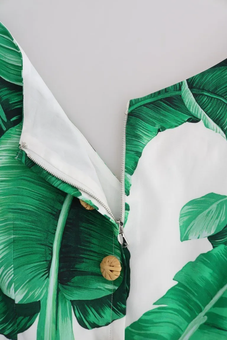 Banana Leaf Cotton A-Line Shift Dress