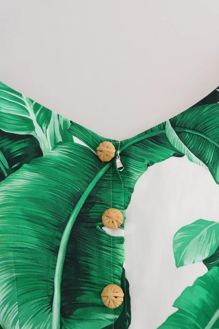 Banana Leaf Cotton A-Line Shift Dress