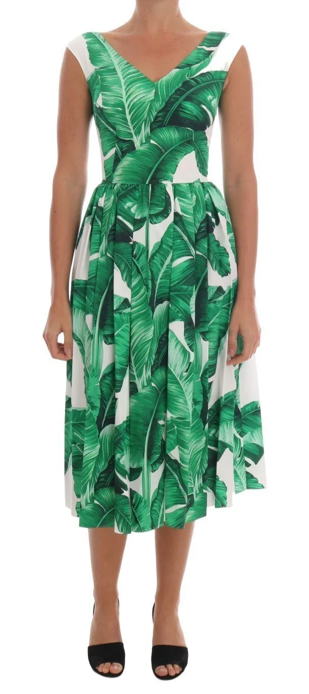 Banana Leaf Cotton A-Line Shift Dress
