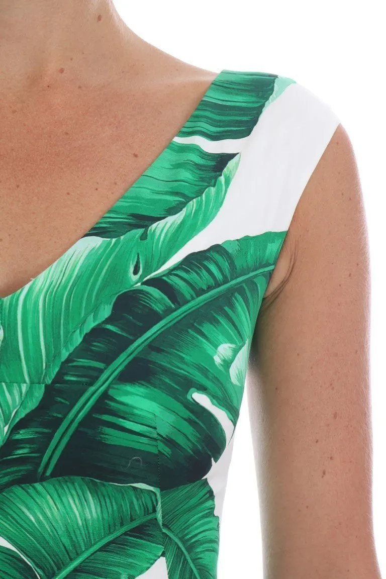 Banana Leaf Cotton A-Line Shift Dress