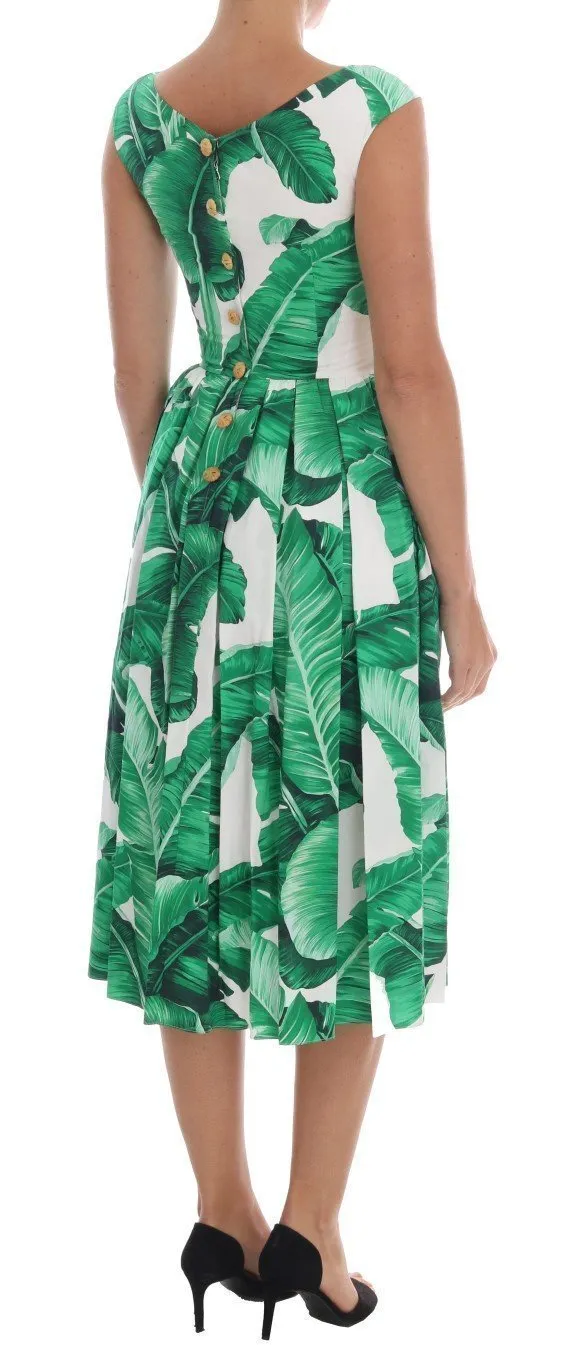Banana Leaf Cotton A-Line Shift Dress
