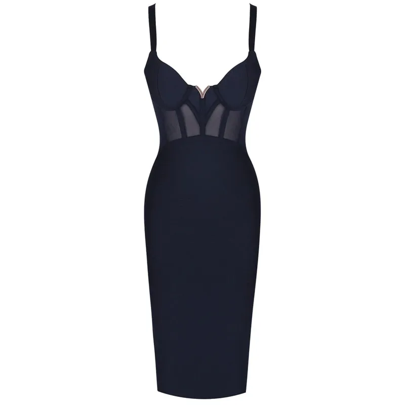 Bandage Dress Summer Women&#39;s 2021 Black Bodycon Dress Rayon Mesh Insert  Ladies White Red Sexy Party Dress Evening Club Outfits