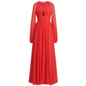 Barbara Sleeve Hollow Out Ruched High Waist Slim Long Dress