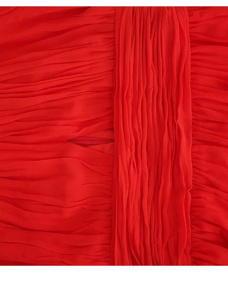 Barbara Sleeve Hollow Out Ruched High Waist Slim Long Dress
