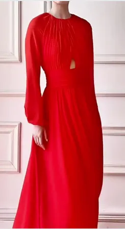 Barbara Sleeve Hollow Out Ruched High Waist Slim Long Dress