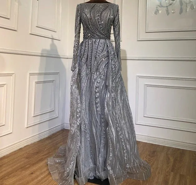 Beaded  With Overskirt Mermaid  Evening Dresses