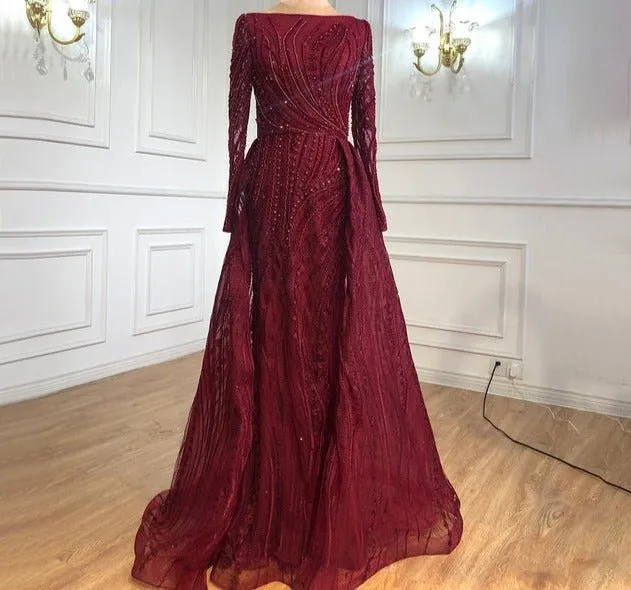 Beaded  With Overskirt Mermaid  Evening Dresses