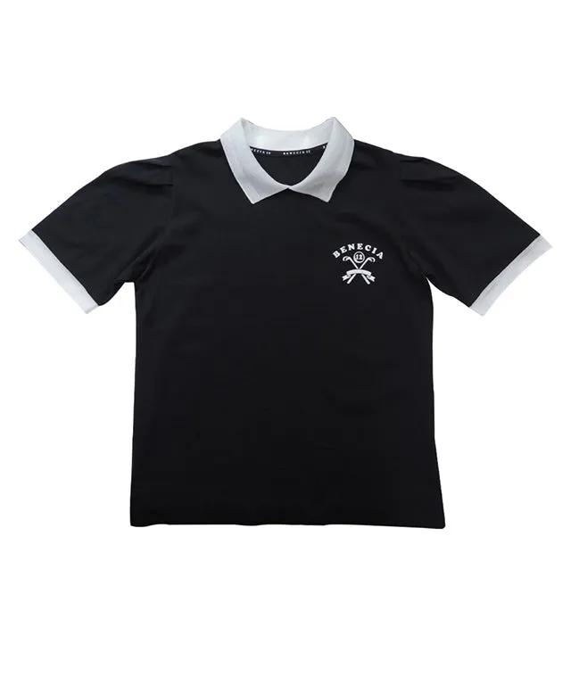 BENECIA 12 Shining Collared T-Shirt - Black