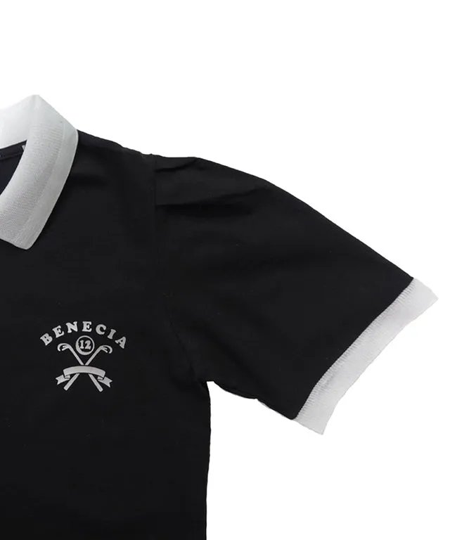 BENECIA 12 Shining Collared T-Shirt - Black