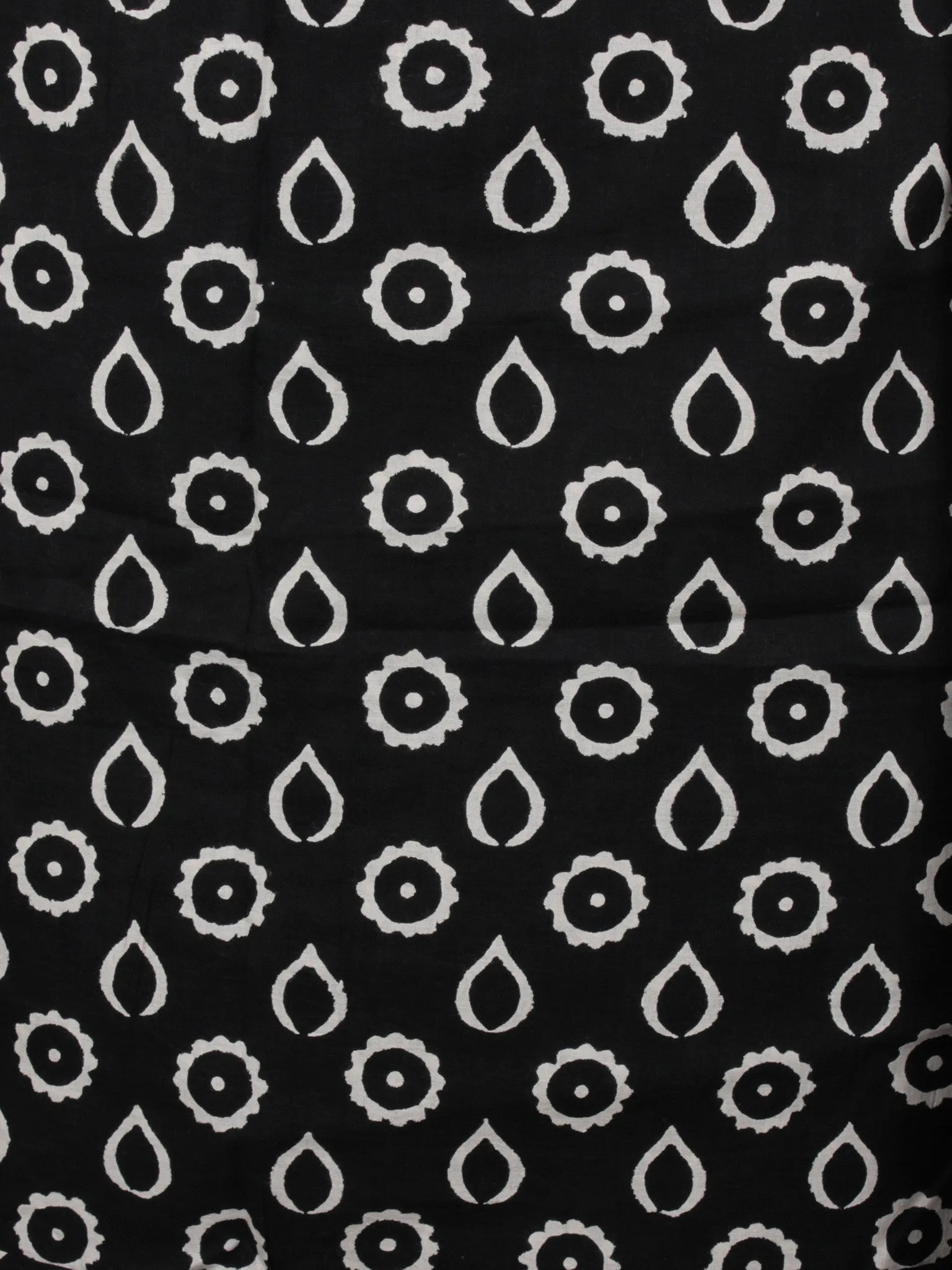 Black White Rust Ivory Hand Block Printed Cotton Suit-Salwar Fabric With Cotton Dupatta - S1628191
