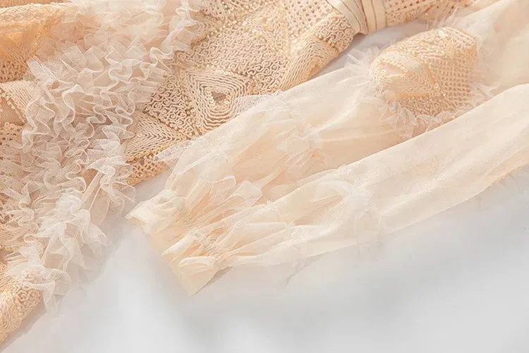 Blaire  Sequins Beading Embroidery Mesh Dress
