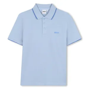 Blue Cotton Short Sleeve Polo Shirt