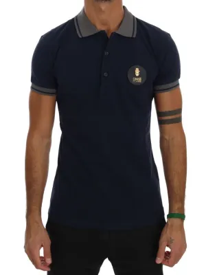 Blue Cotton Short Sleeve Polo T-shirt