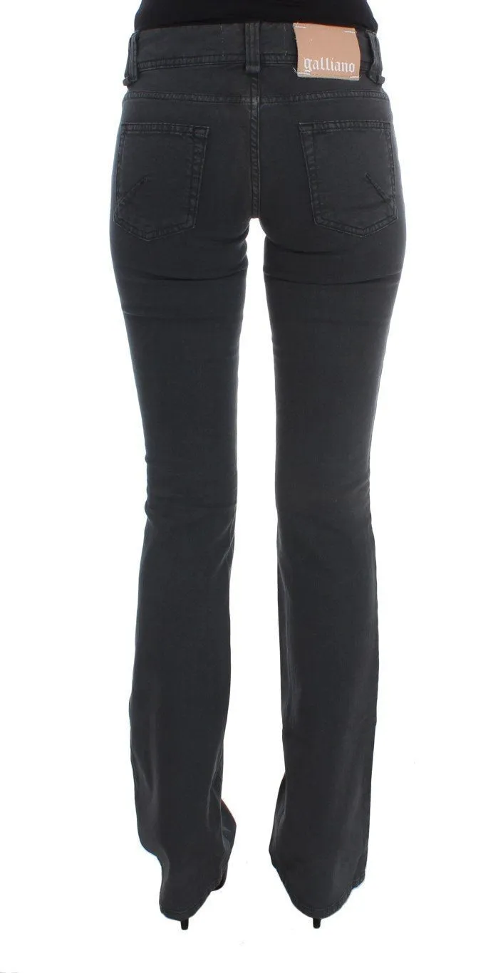 Blue Wash Cotton Blend Slim Fit Bootcut Jeans